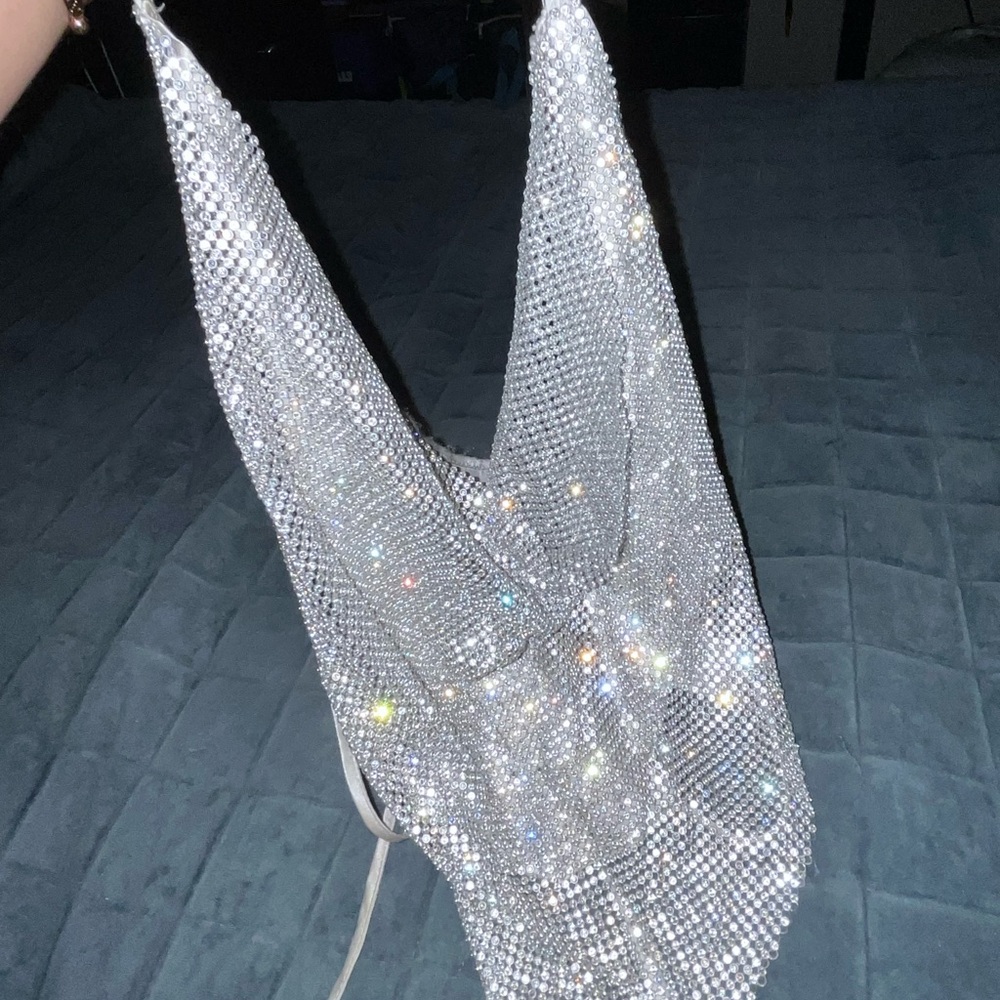 Elegant Silver Rhinestone Women's shirt